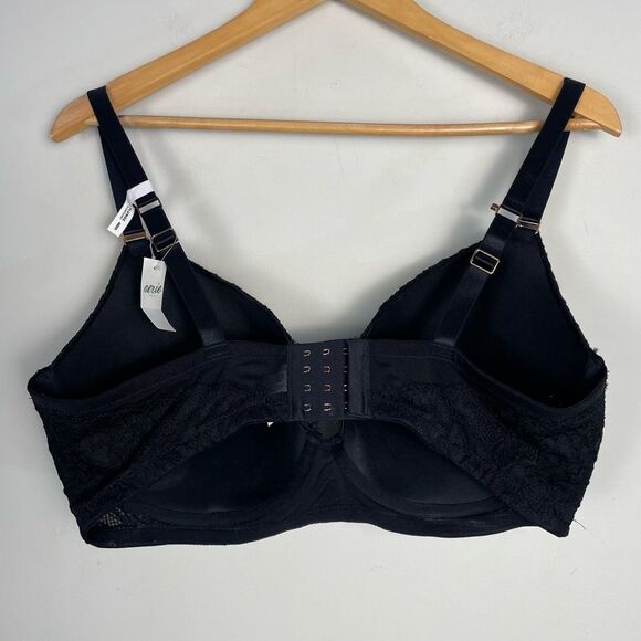 Aerie Show Off Eyelash Lace Plunging Push Up Bra Size 40DD / 40E NEW Balck - Picture 7 of 13